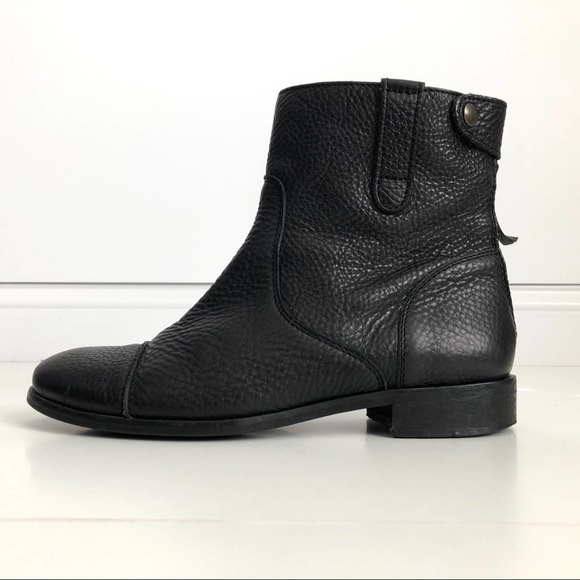 J.Crew Pebble Leather Ankle Booties Size 9 Black - Picture 5 of 9